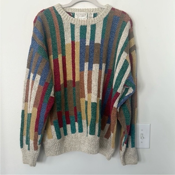 Vintage Norm Thompson Vibrant Striped Crewneck Sweater - Picture 4 of 10